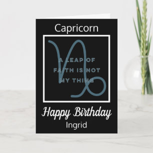 Capricorn Zodiac Quote Black & White Birthday Kaar Kaart