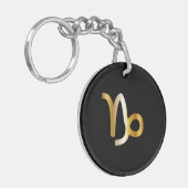 Capricorn Zodiac Sign, Black & Gold Sleutelhanger (Voorkant Links)