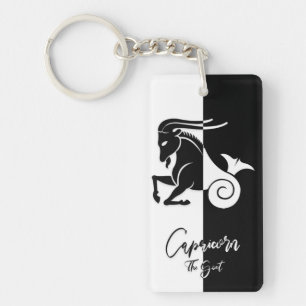 Capricorn Zodiac Sign, Black & White Sleutelhanger