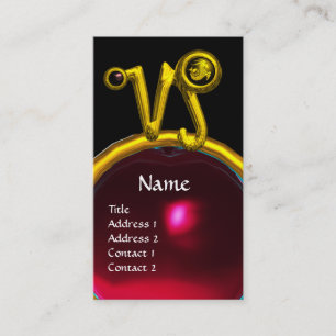 CAPRICORN ZODIAC SIGN JEWEL MONOGRAM, Red Ruby Visitekaartje