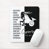 Capricorn Zodiac Sign Mousepad, zwart-wit Muismat (Met muis)
