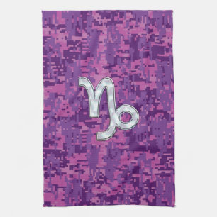 Capricorn Zodiac Sign Pink Digital Camouflage Theedoek