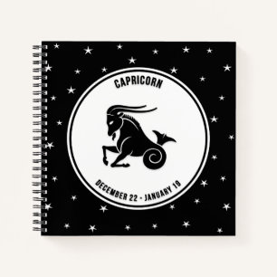 Capricorn Zodiac Sign., zwart-wit notebook Notitieboek