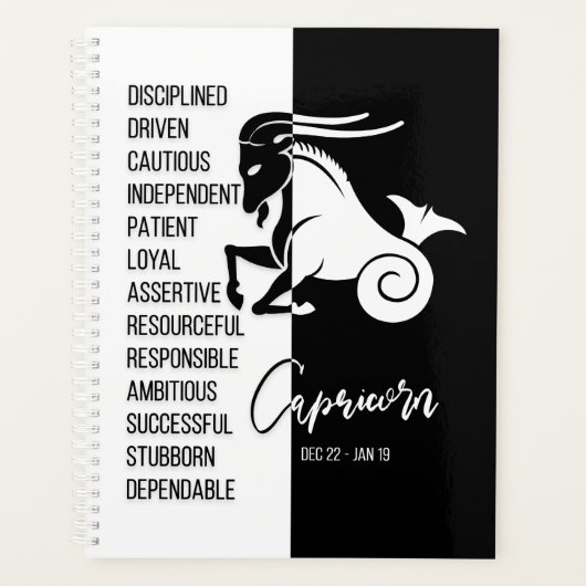 Capricorn Zodiac Sign., zwart-wit Planner (Voorkant)