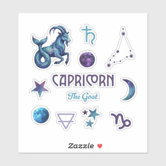 Capricorn Zodiac Sticker Collection (Feuille)