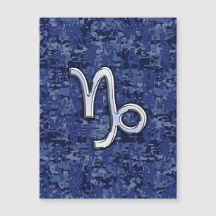 Capricorn Zodiac Symbol Blue Digital Camouflage