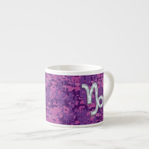 Capricorn Zodiac Symbol Fuchsia Digital Camouflage Espresso Kop