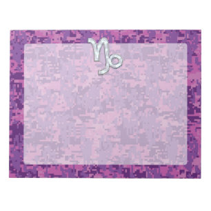 Capricorn Zodiac Symbol Fuchsia Digital Camouflage Notitieblok