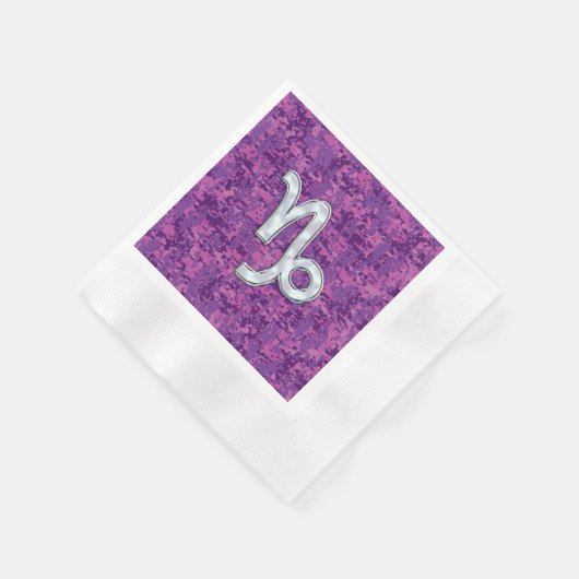 Capricorn Zodiac Symbol Fuchsia Digital Camouflage Servet (Hoek)
