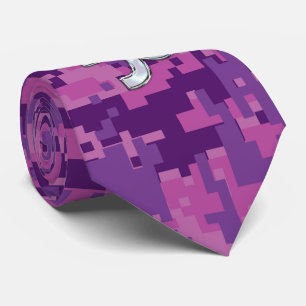 Capricorn Zodiac Symbol Fuchsia Digital Camouflage Stropdas