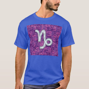 Capricorn Zodiac Symbol Fuchsia Digital Camouflage T-shirt