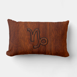 Capricorn Zodiac Symbol in Mahogany Brown Kussen