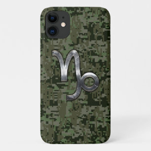 Capricorn Zodiac Symbol Woodland Camouflage iPhone 11 Hoesje