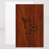 Capricorn Zodiac Symbool in Mahogany Style print Briefpapier (Voorkant / Achterkant)