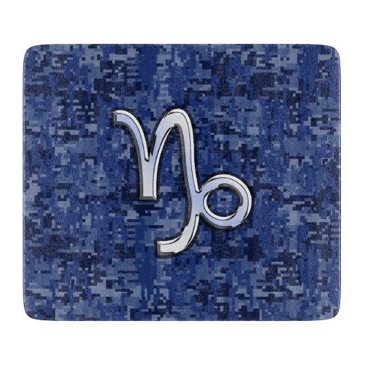 Capricorn Zodiac Symbool op Blue Digital Camo Snijplank (Voorkant)