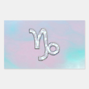 Capricorn Zodiac Symbool op moeder van het parelde Rechthoekige Sticker