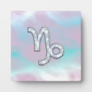 Capricorn Zodiac Symbool op moeder van Pearl Nacre Fotoplaat