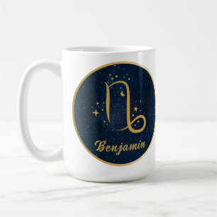 Capricorn zodiasymbool goudblauw gepersonaliseerd koffiemok