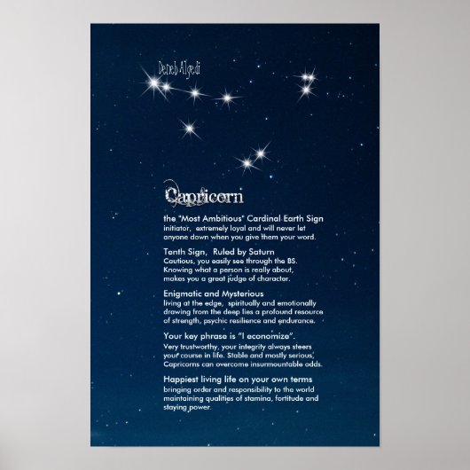 Capricorne Caractéristiques Poster (Devant)