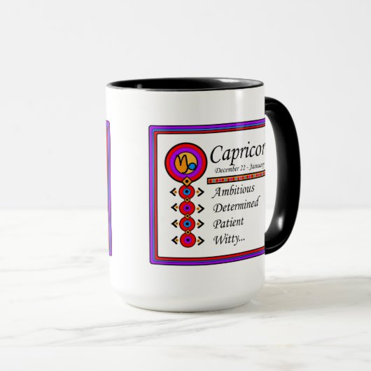 Capricorne Personnalité Traits Designer Mug (Devant droit)