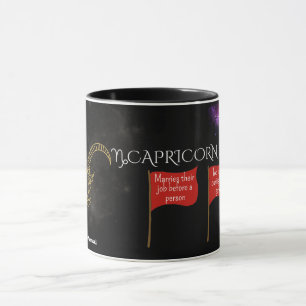 Capricorne rouge drapeaux Mug Drôle cadeau Zodia