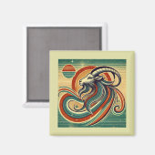 Capricorne Zodiac Magnet Style rétro (Recto/Verso)