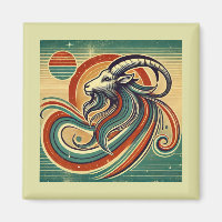 Capricorne Zodiac Magnet Style rétro