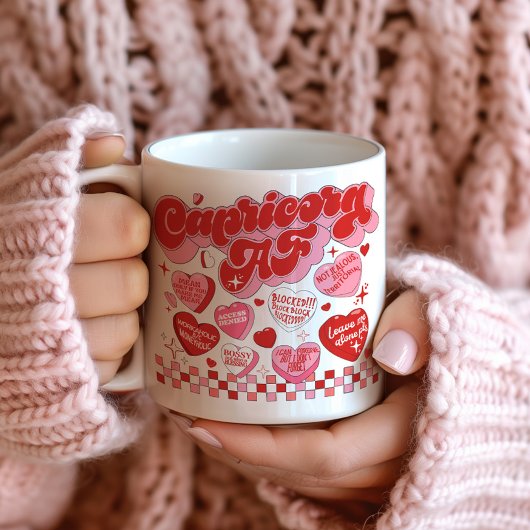 Capricorne Zodiac Traits Retro Valentine Mug