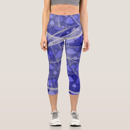 Capris Leggings en Netting Faux Bleu Foncé (Recto)