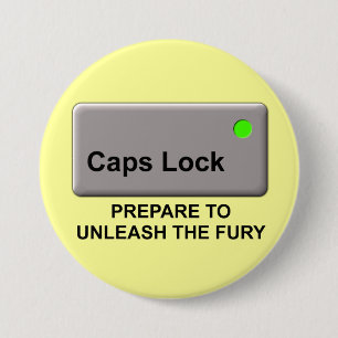 Caps Lock Woe Fun Knop Speldje Humor