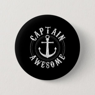 Captain Awesome - Varend Zeilen Anker Zeevaart Ronde Button 5,7 Cm