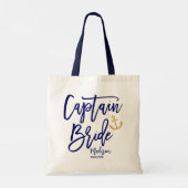 Captain Bruid Blauw Scheepsfeest Bruidsfeest Tote Bag (Achterkant)