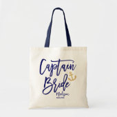 Captain Bruid Blauw Scheepsfeest Bruidsfeest Tote Bag (Voorkant)