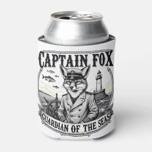 Captain Fox Guardian of Seas Nautical Design Blikjeskoeler (Blikje Voorkant)