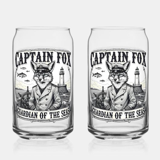 Captain Fox Guardian of Seas Nautical Design Blikvorm Glas (Achterkant)