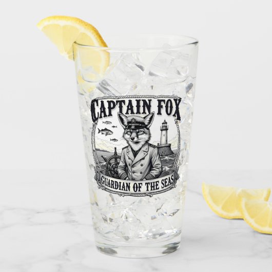 Captain Fox Guardian of Seas Nautical Design Glas (Voorkant ijs)