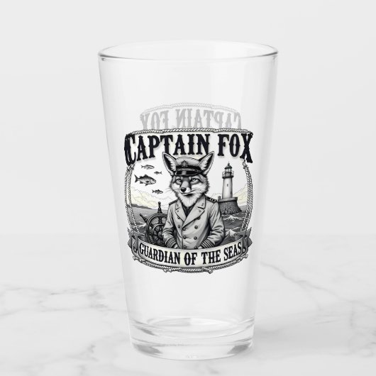 Captain Fox Guardian of Seas Nautical Design Glas (Voorkant)