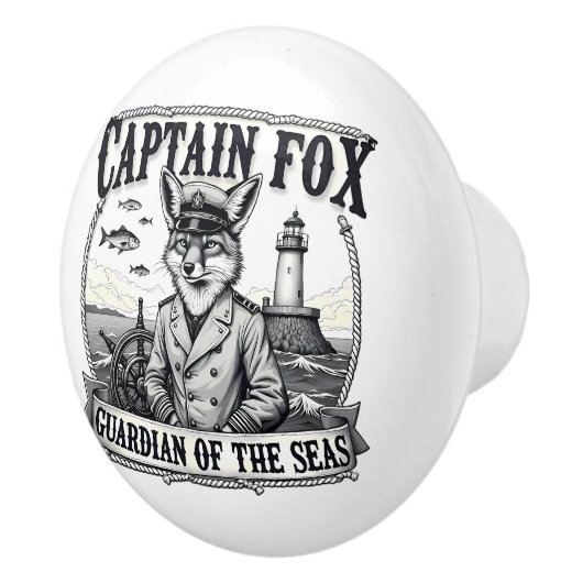 Captain Fox Guardian of Seas Nautical Design Keramische Knop (Rechts)