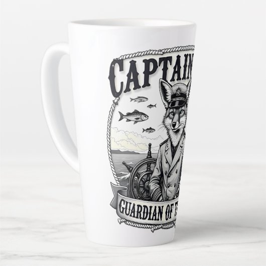 Captain Fox Guardian of Seas Nautical Design Latte Mok (Linkerhoek)