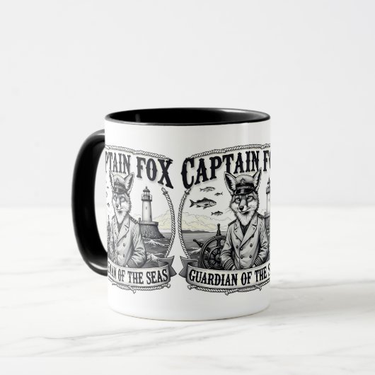 Captain Fox Guardian of Seas Nautical Design Mok (Voorkant links)