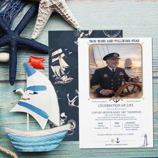 Captain Funeral Invitation Template Kaart