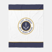 Captain Jouw naam Wit Blauw Anker Dekbed Hoesje Fleece Deken (Voorkant)