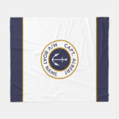 Captain Jouw naam Wit Blauw Anker Dekbed Hoesje Fleece Deken (Voorkant (Horizontaal))