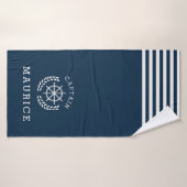CAPTAIN, marineblauw Badhanddoek (Badhanddoek)