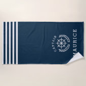 CAPTAIN, marineblauw handdoek (Voorkant)