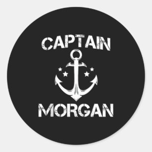 Captain Morgan Grappige Verjaardag Ised Achternaam Ronde Sticker