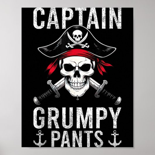 Captain Mpy Pants Rate Humor Skull Graphic  Poster (Voorkant)