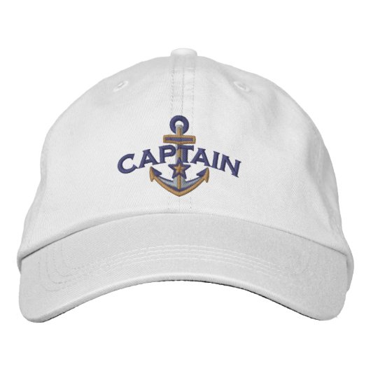 Captain Nautical Star Anchor Embroidery Geborduurde Pet (Voorkant)