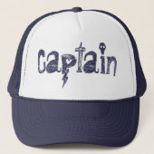 Captain Navy Blue Lettering Trucker Pet (Voorkant)