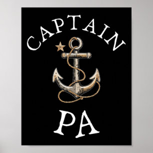 Captain Pa Boat Zeilboot varen Vintage Anker Fun Poster